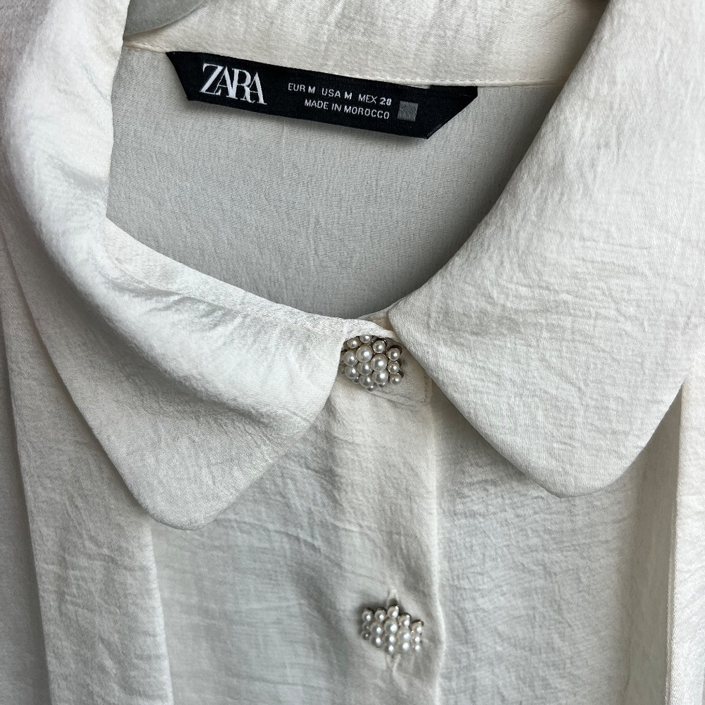 Zara Cream Button Down Blouse - image 3